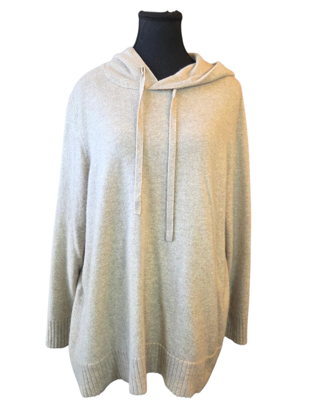Addition Elle Beige Scoop-Neck 100% Cashmere Hooded Sweater Size 2X - Picture 2 of 6